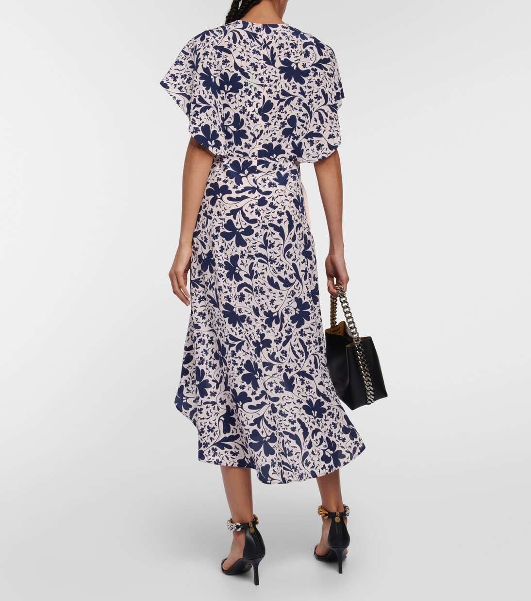 Robe midi en soie à fleurs | Stella McCartney