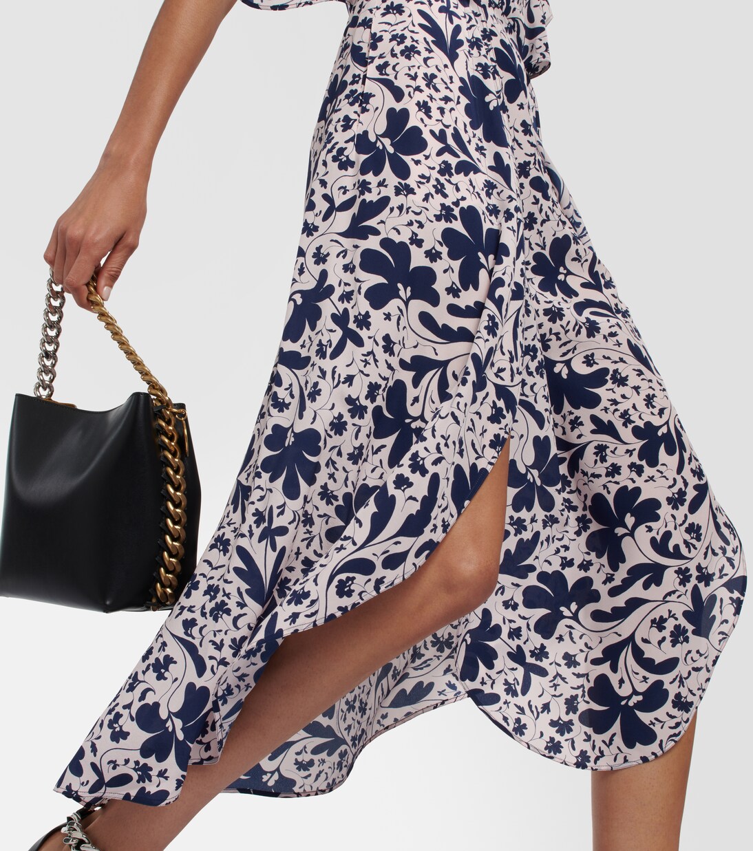 Robe midi en soie à fleurs | Stella McCartney