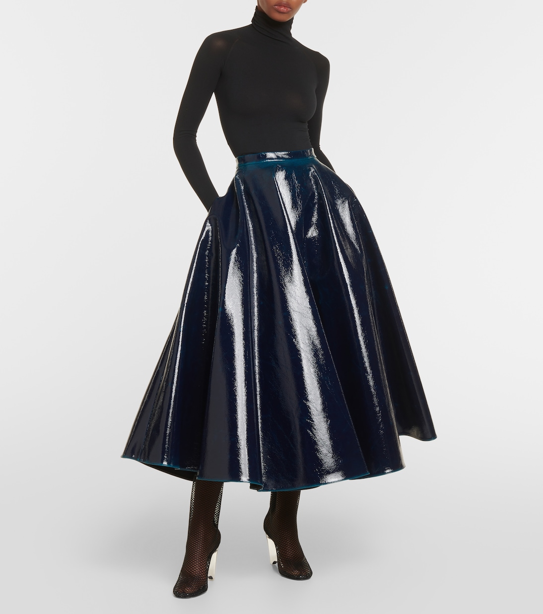 Coated wool-blend midi skirt | Alaïa