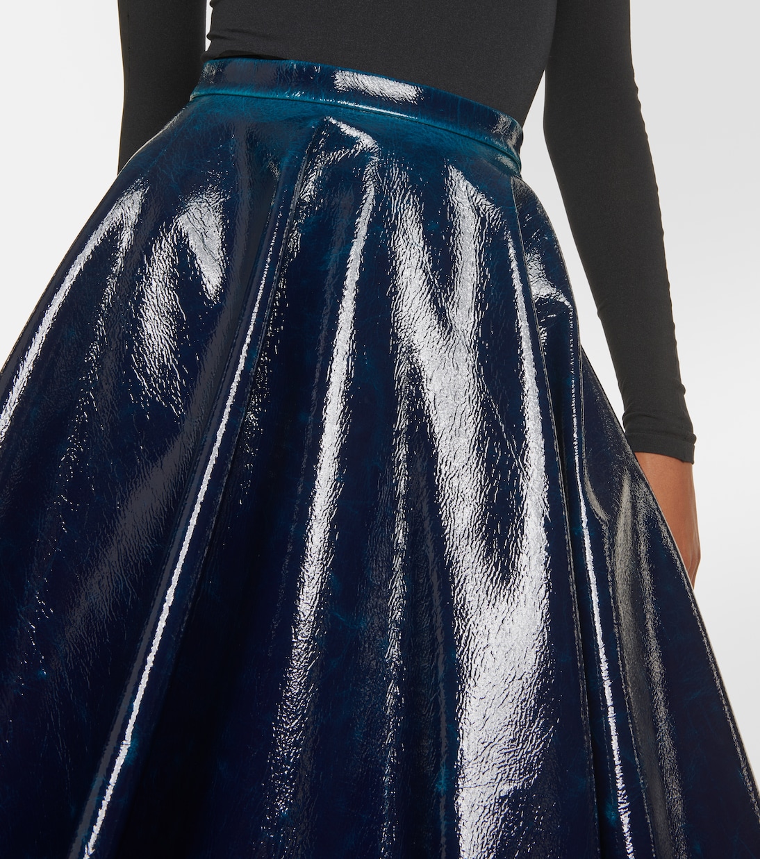 Coated wool-blend midi skirt | Alaïa