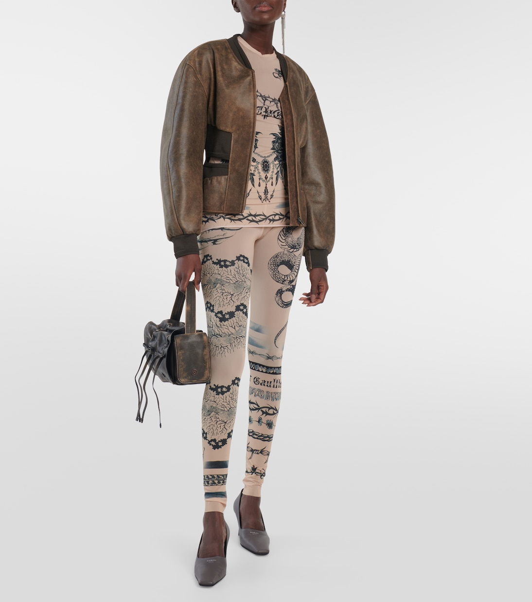 X KNWLS Bedrucktes Top aus Mesh | Jean Paul Gaultier