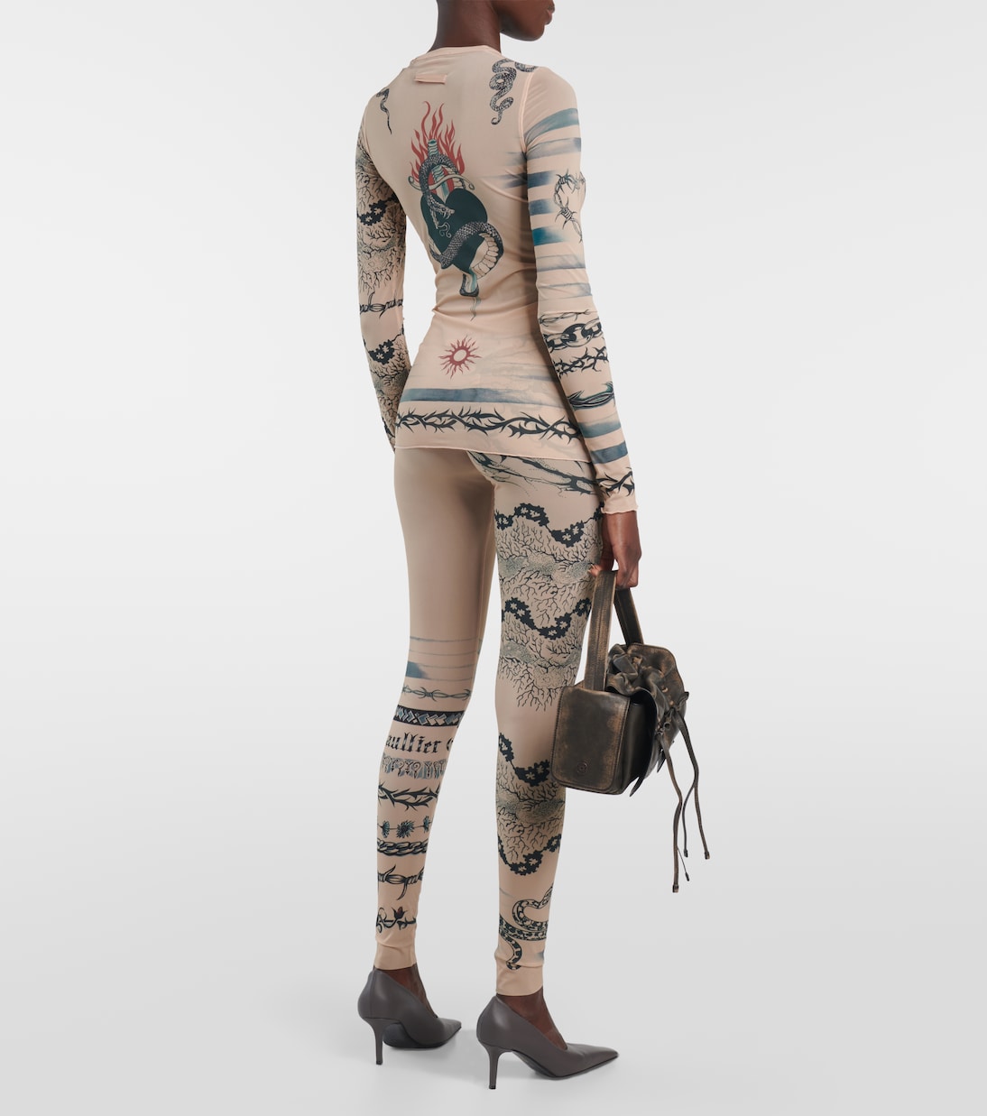 X KNWLS Bedrucktes Top aus Mesh | Jean Paul Gaultier