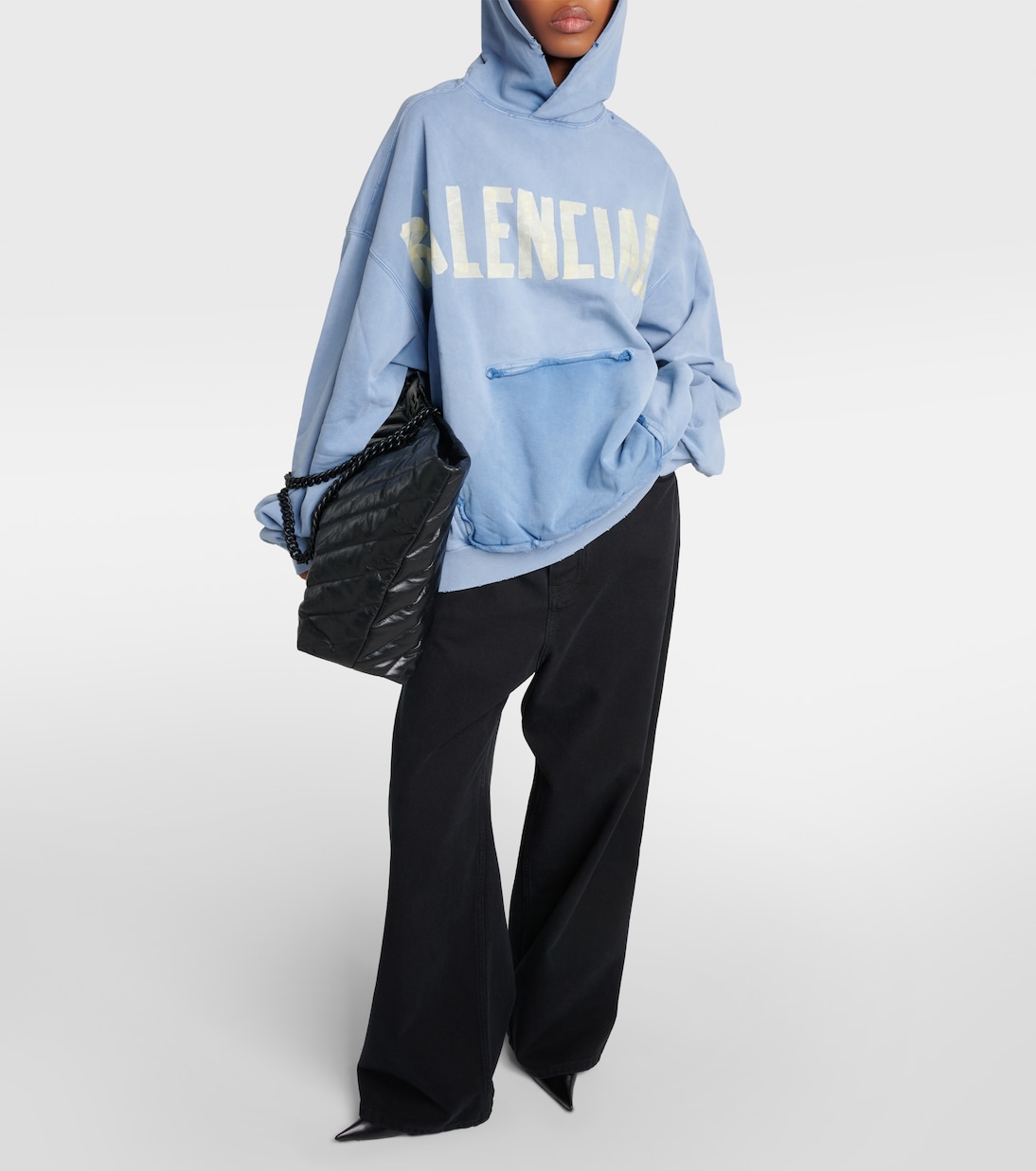 Tape Type cotton fleece hoodie | Balenciaga