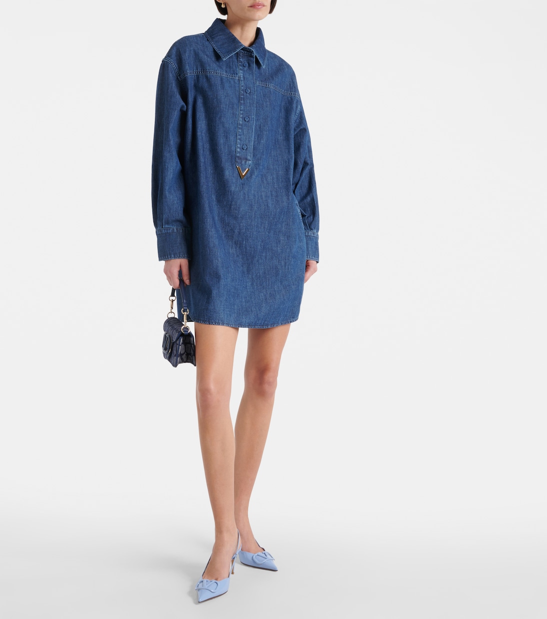 VGold chambray denim shirt dress | Valentino