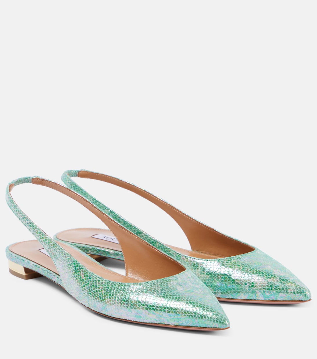 Purist snake-effect leather slingback flats | Aquazzura