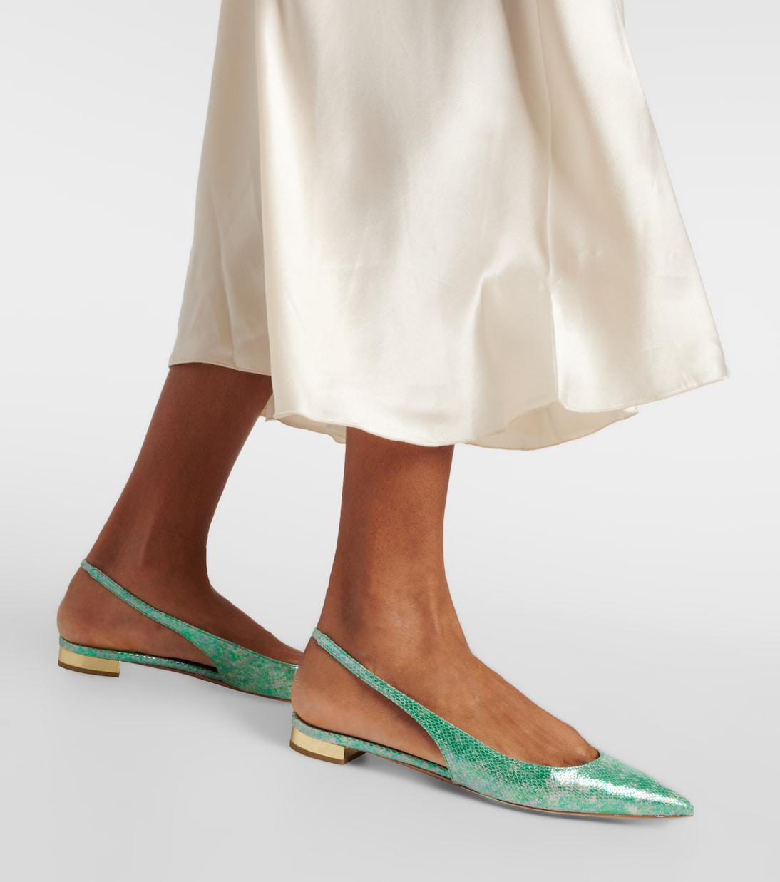 Purist snake-effect leather slingback flats | Aquazzura