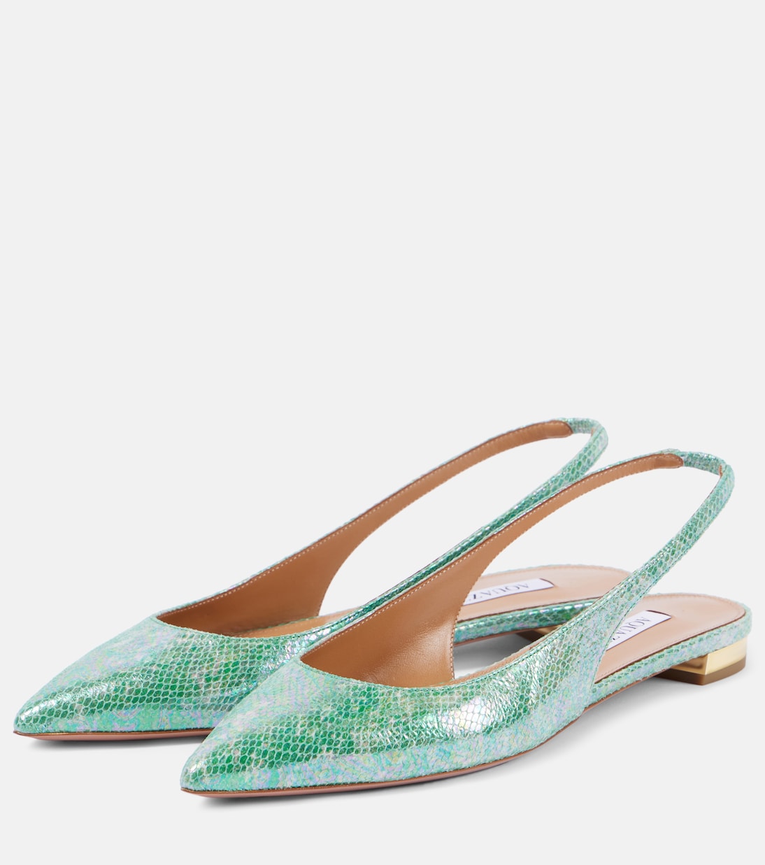 Purist snake-effect leather slingback flats | Aquazzura