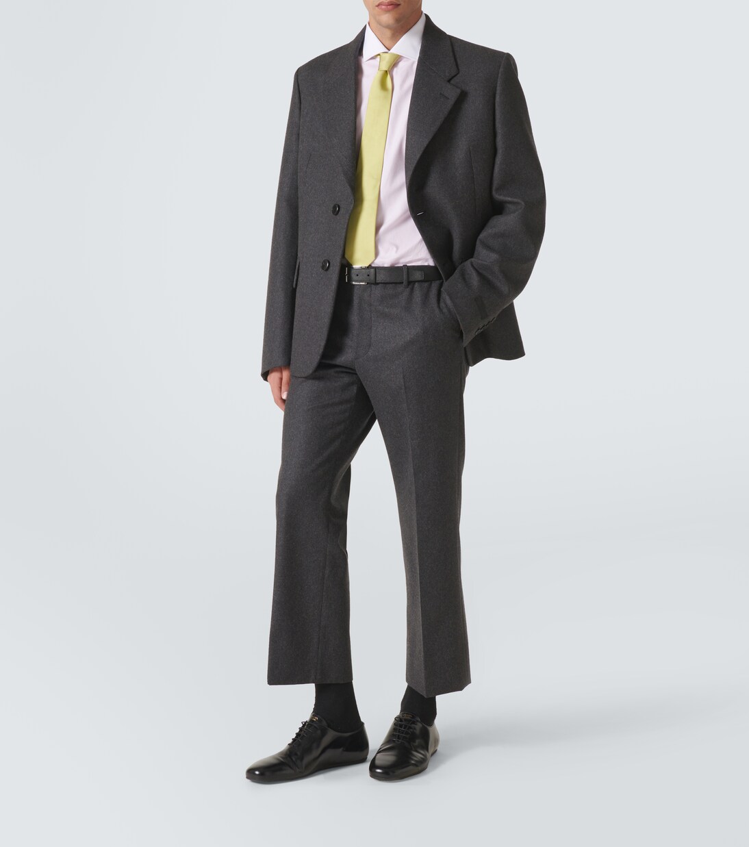 Wool flannel cropped straight pants | Prada