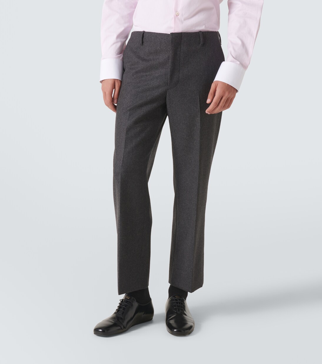 Wool flannel cropped straight pants | Prada