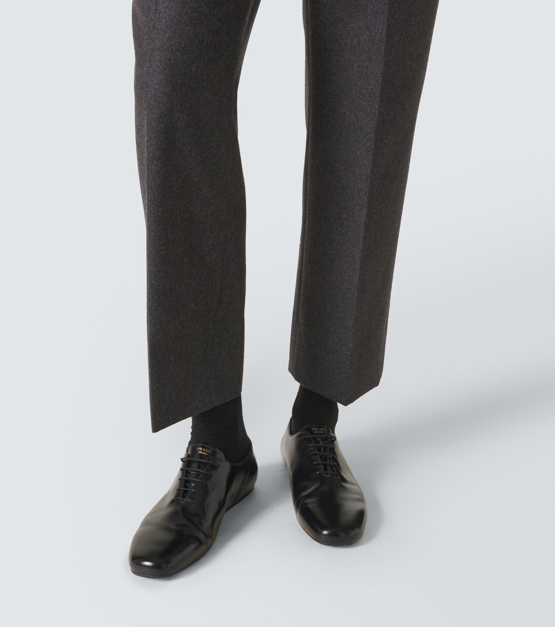 Wool flannel cropped straight pants | Prada