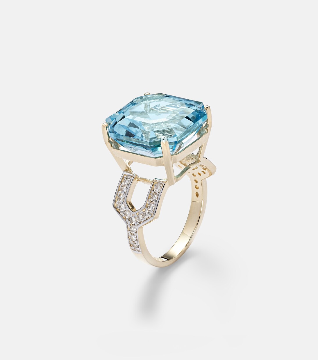 Anello in oro 14kt con topazio e diamanti | Mateo