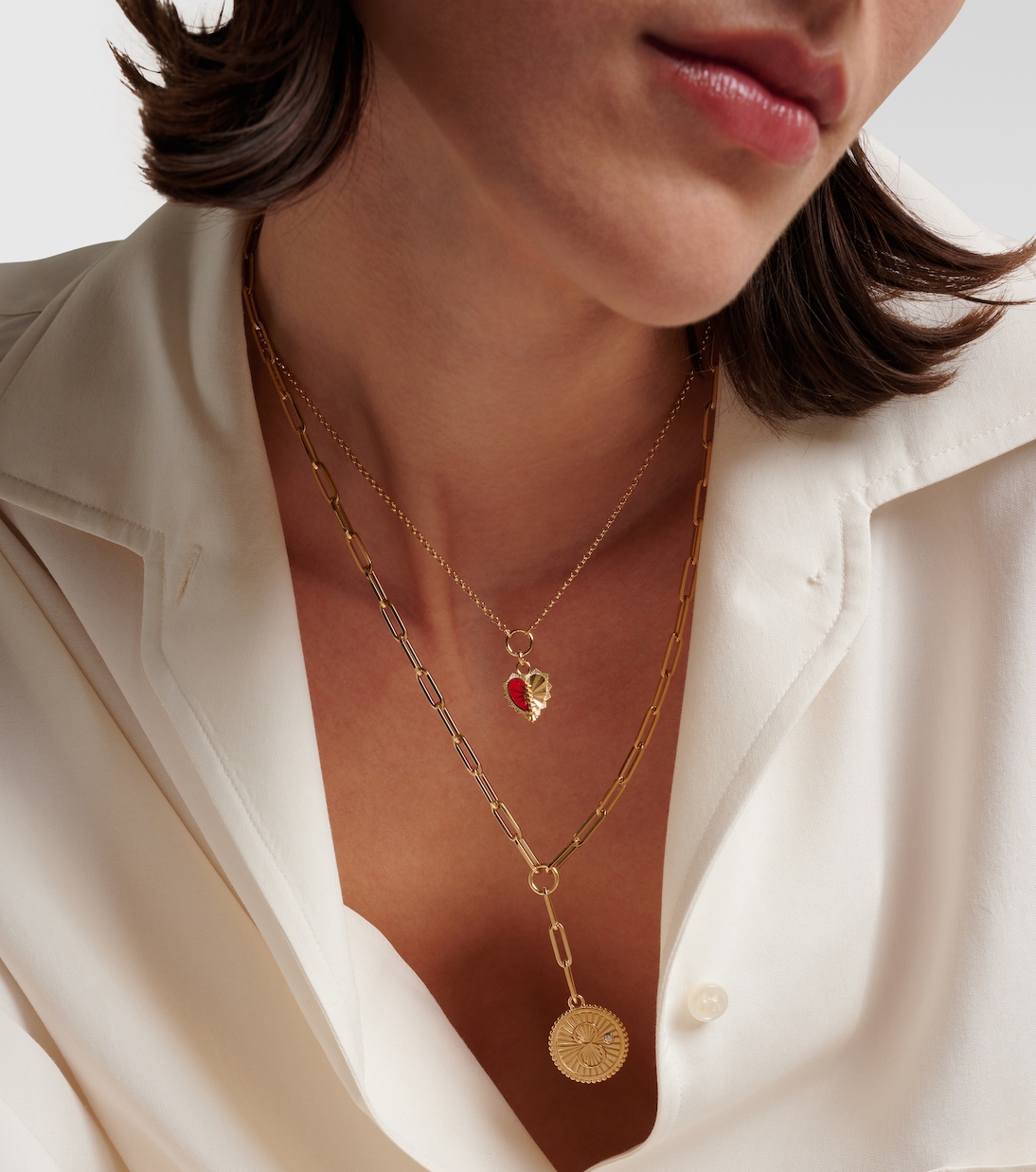 Karma Clip 18kt gold chain necklace with diamonds | FoundRae