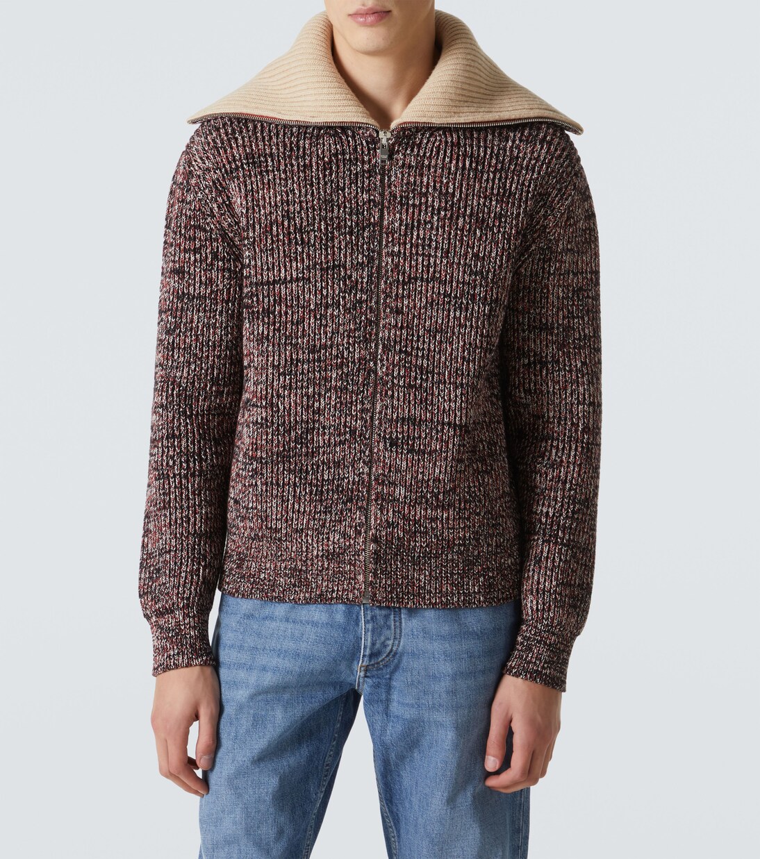 Ribbed-knit cotton and wool zip-up sweater | Bottega Veneta