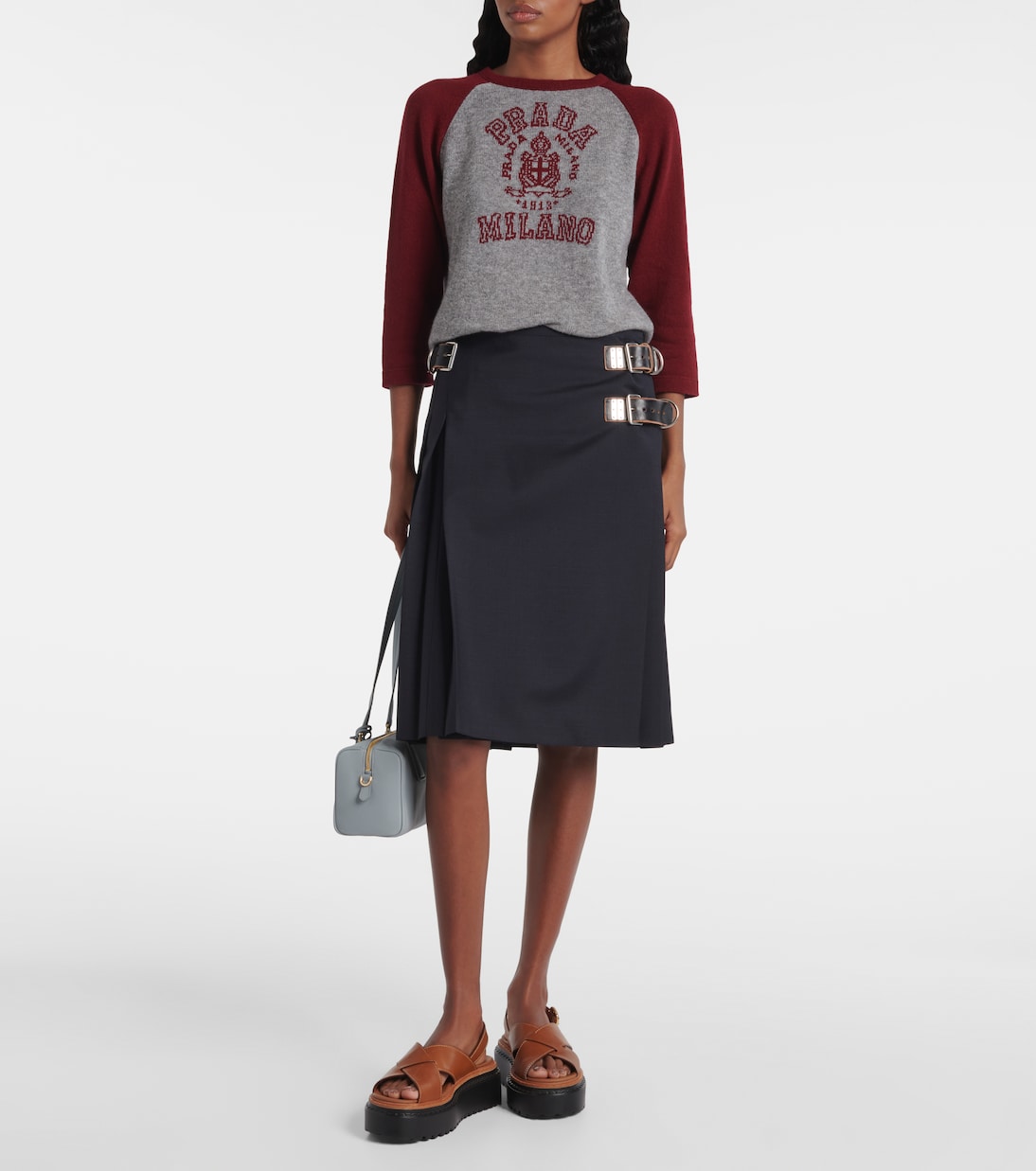 Leather platform sandals | Prada