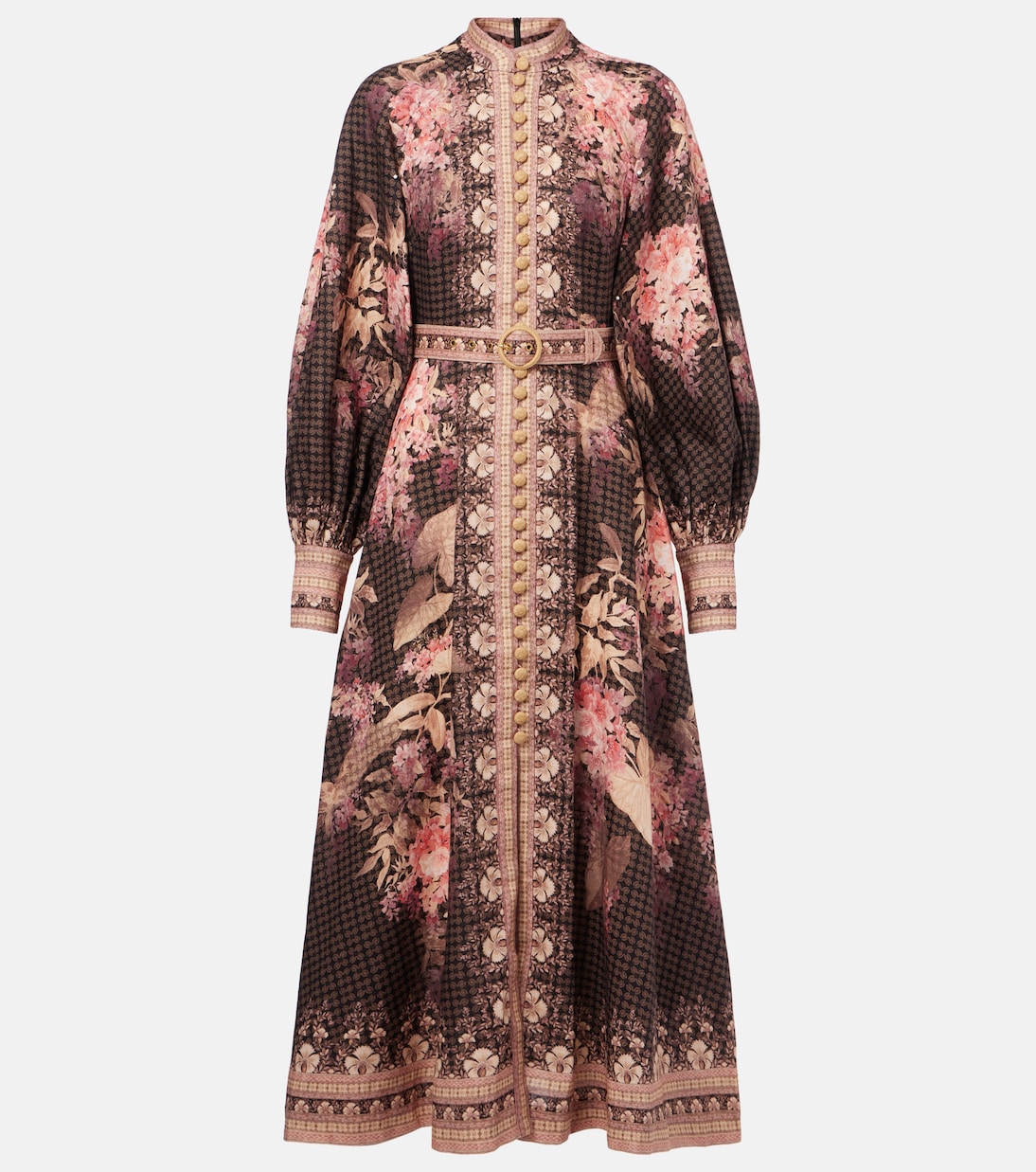 Robe midi Illumine en lin à fleurs | Zimmermann