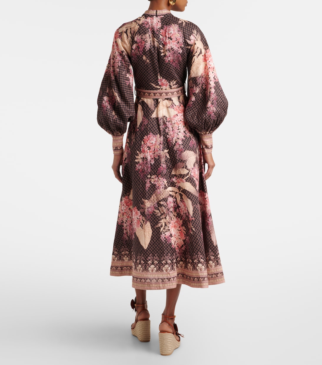 Robe midi Illumine en lin à fleurs | Zimmermann