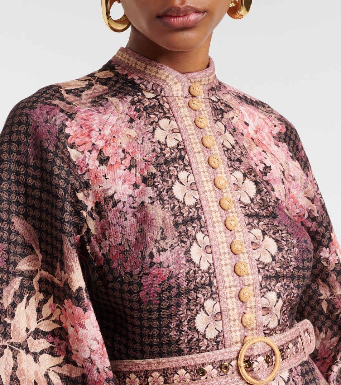 Robe midi Illumine en lin à fleurs | Zimmermann