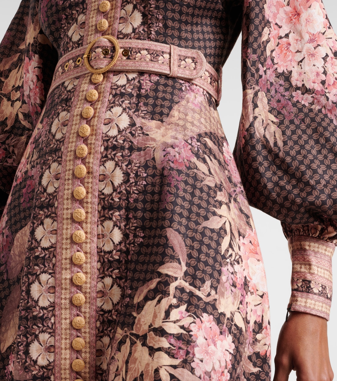 Robe midi Illumine en lin à fleurs | Zimmermann