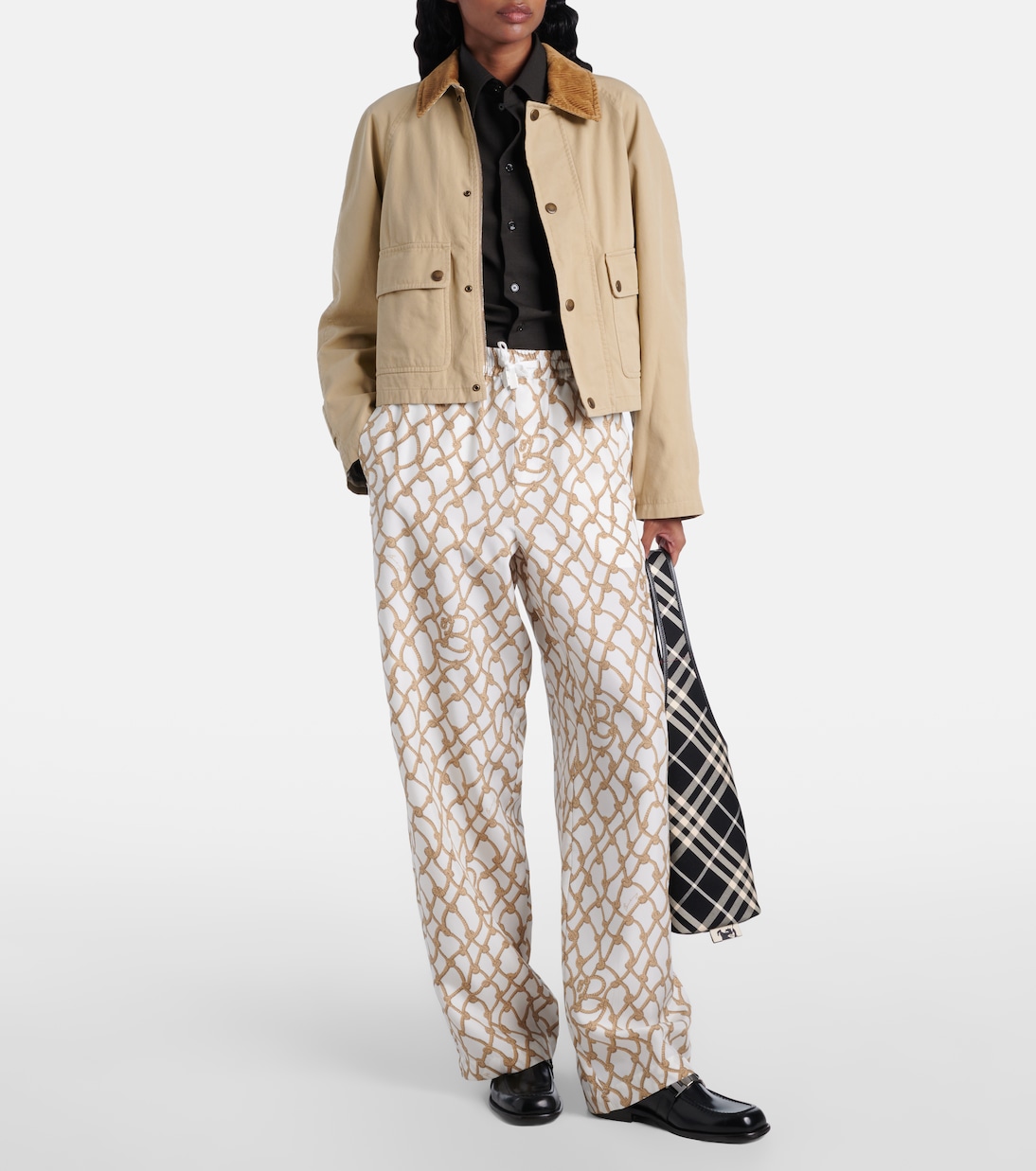 Bedruckte High-Rise-Hose aus Seide | Burberry