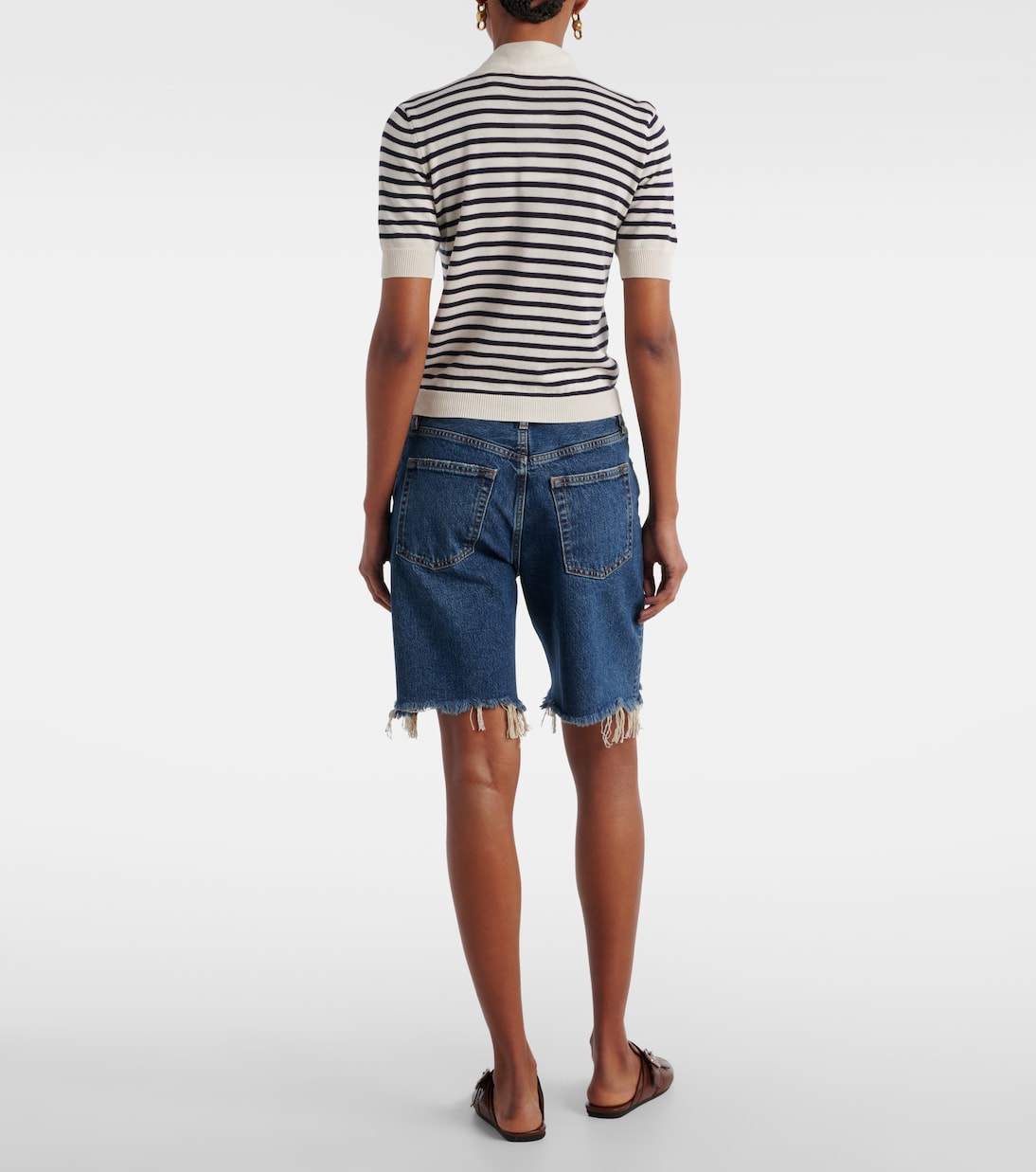 The Sailor striped tie-neck sweater | Frame