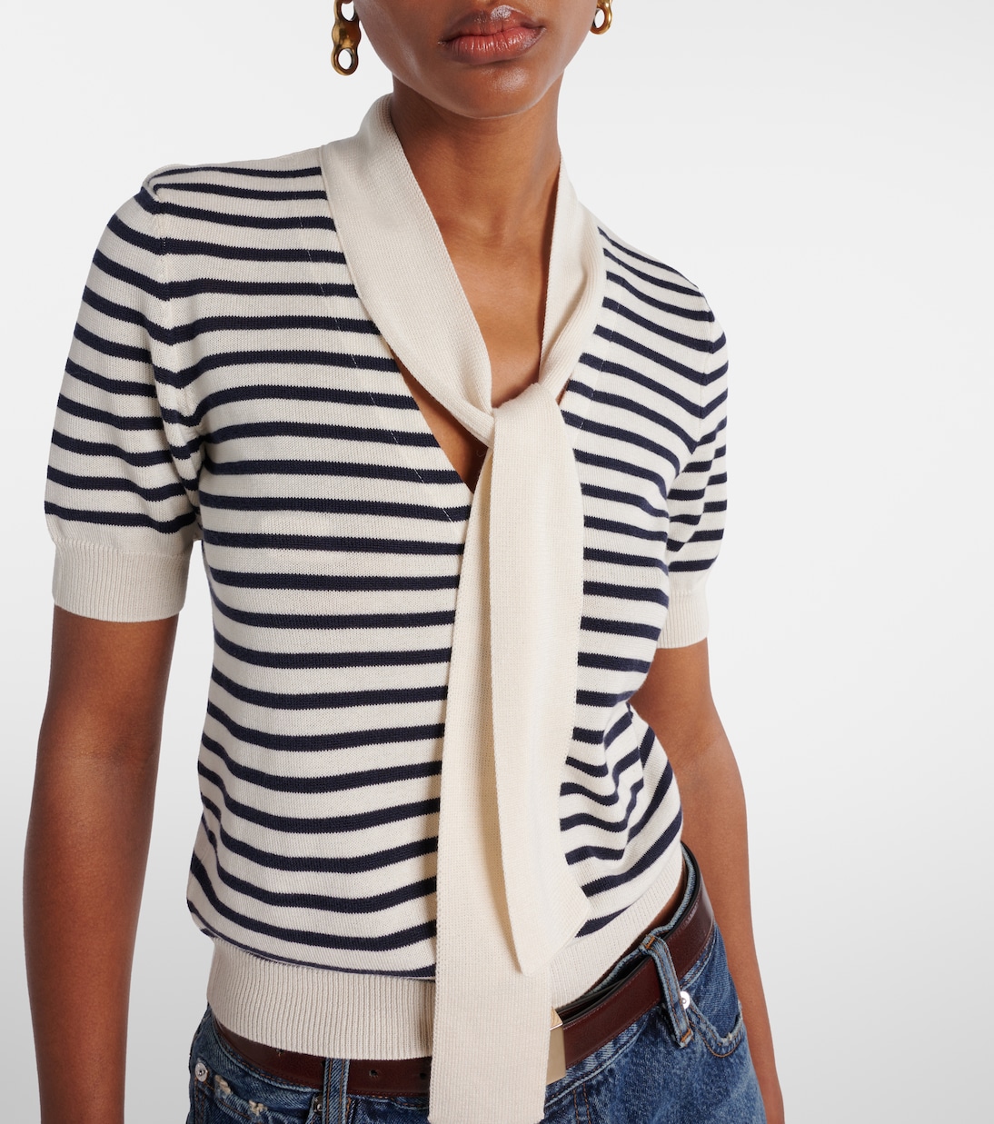 The Sailor striped tie-neck sweater | Frame