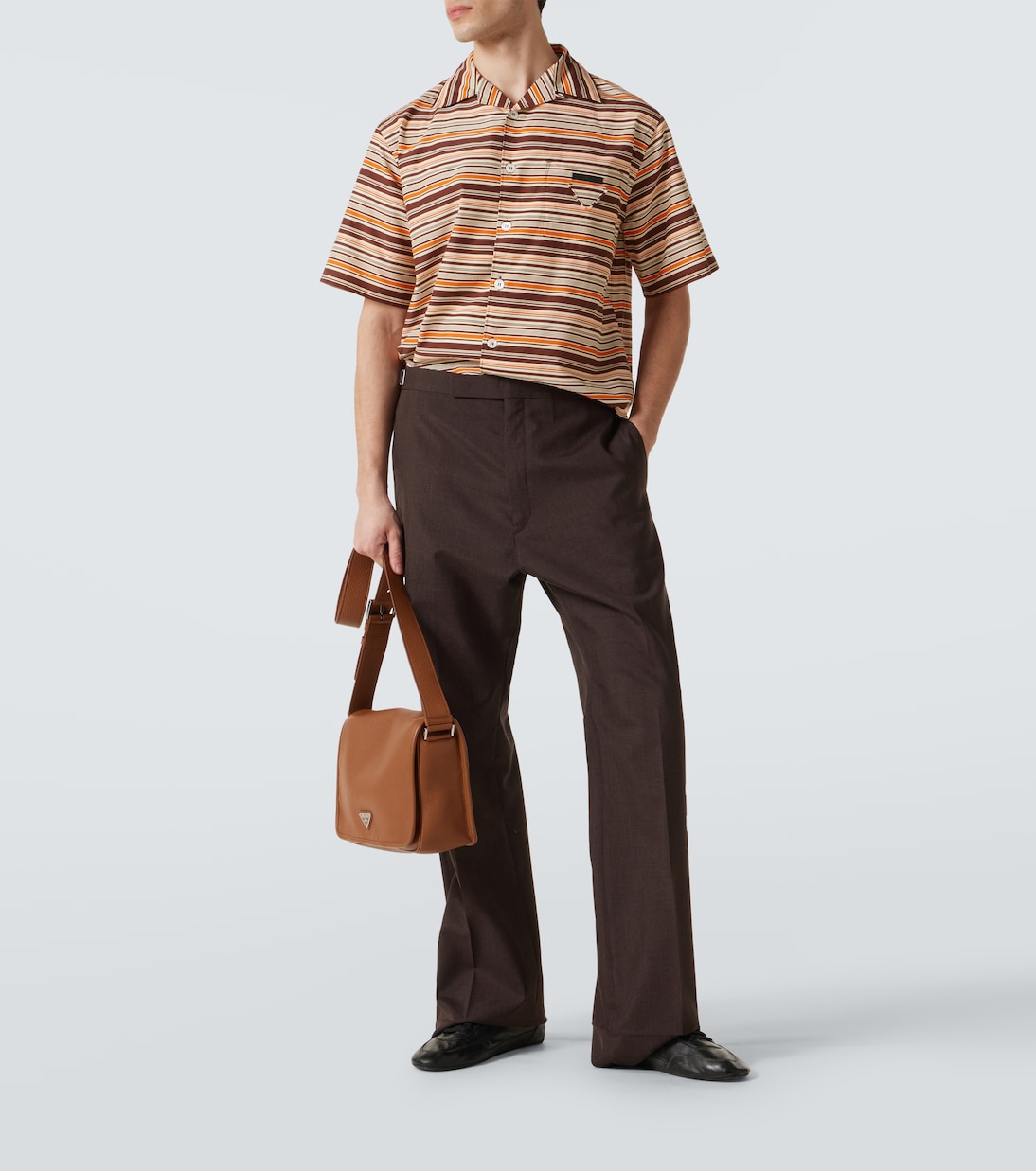 Striped cotton and silk bowling shirt | Prada