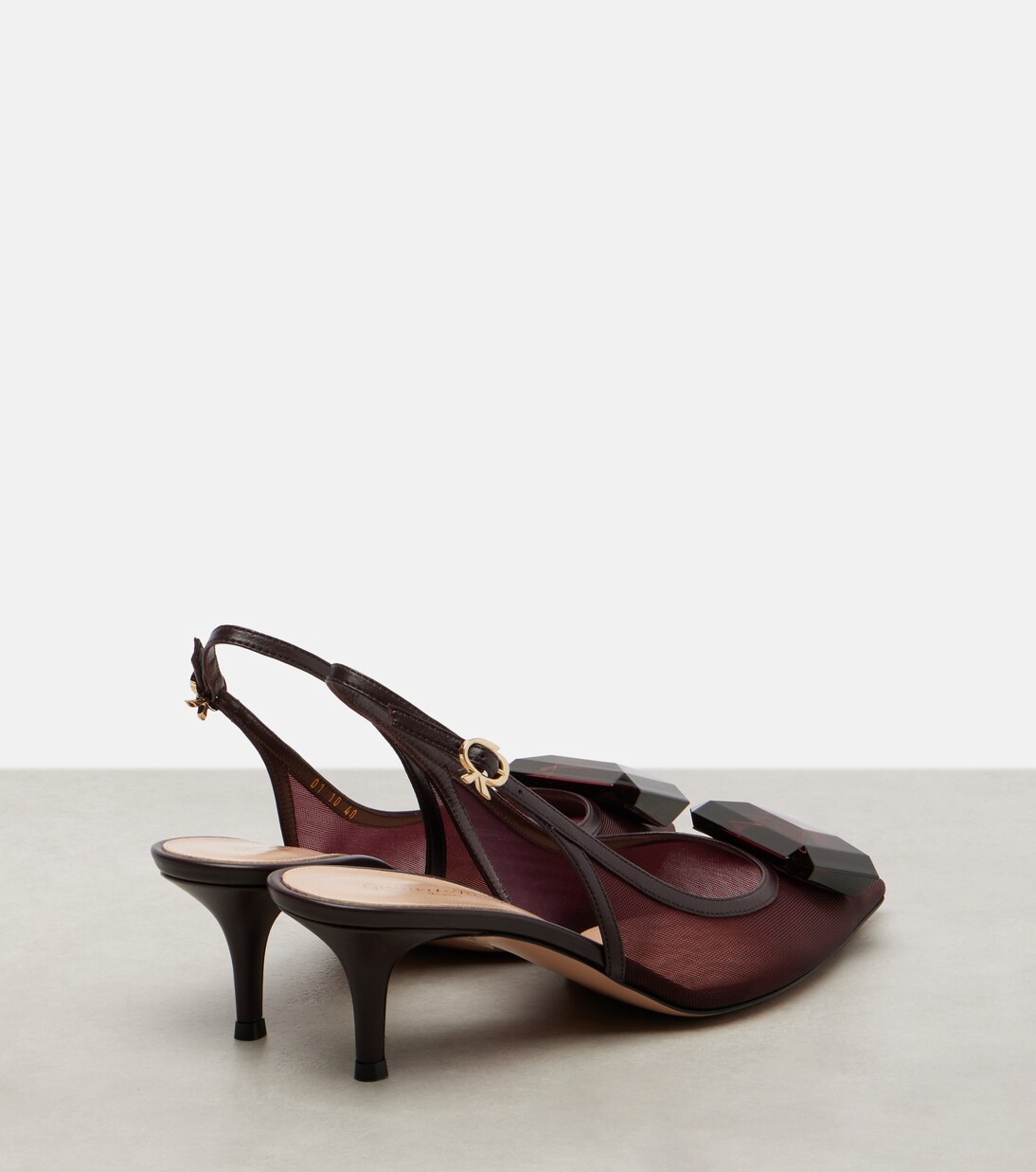 55 leather-trimmed mesh slingback pumps | Gianvito Rossi