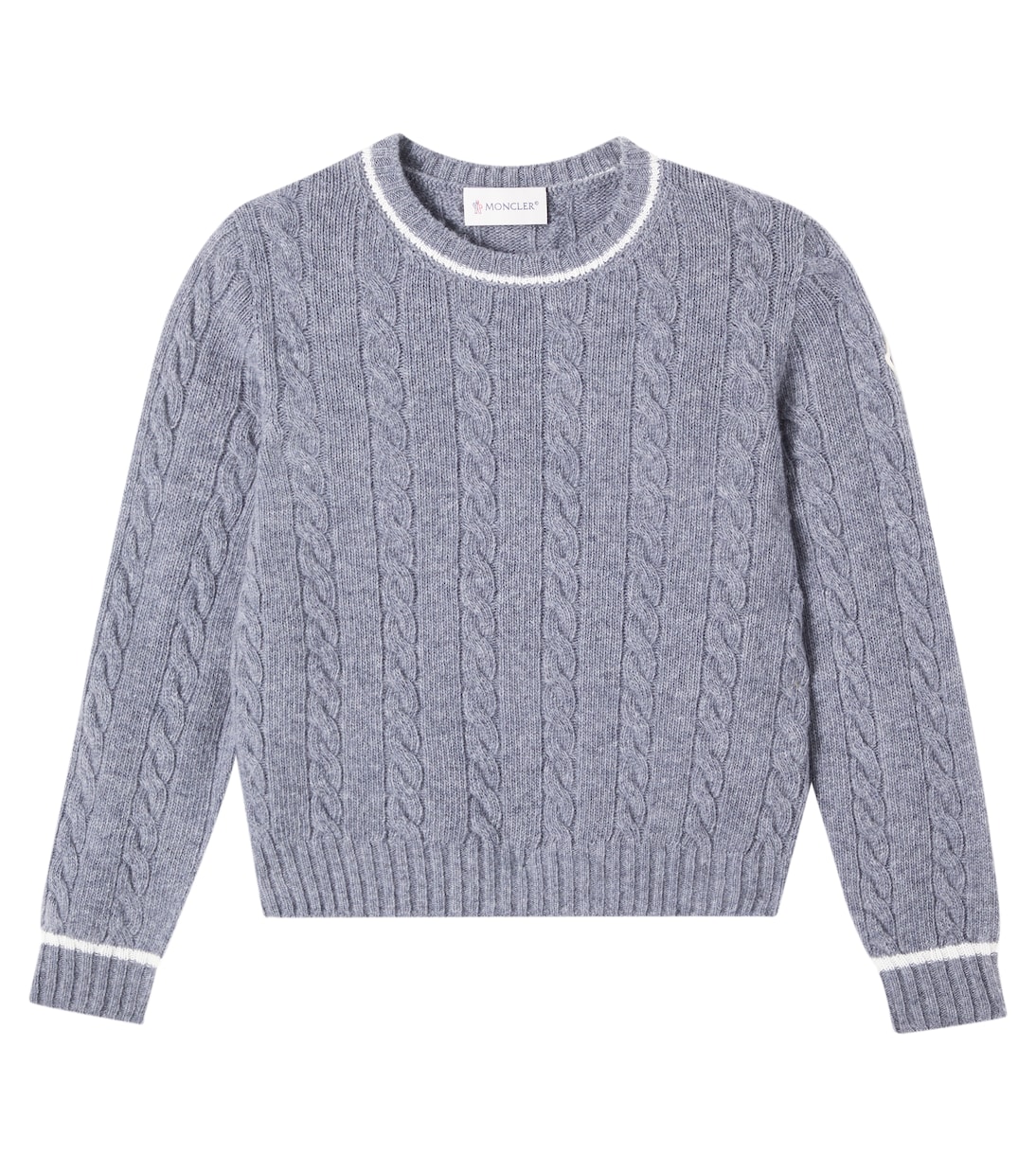 Cable-knit logo virgin wool sweater | Moncler Enfant