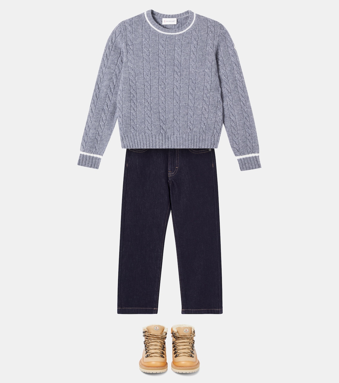 Cable-knit logo virgin wool sweater | Moncler Enfant
