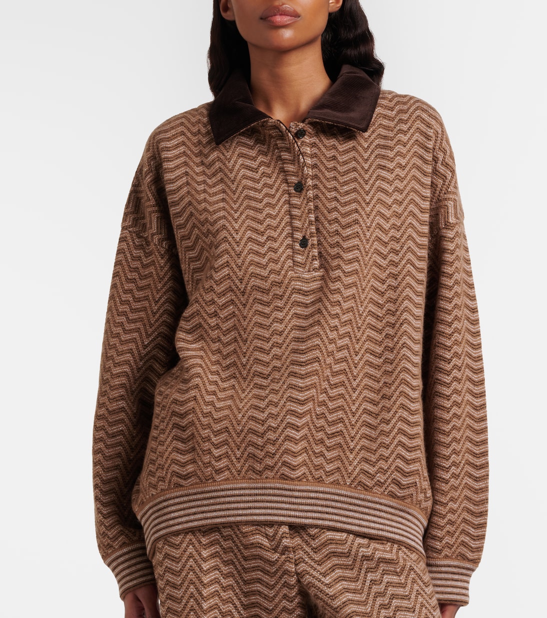 Zigzag  wool and cotton polo sweater | Missoni
