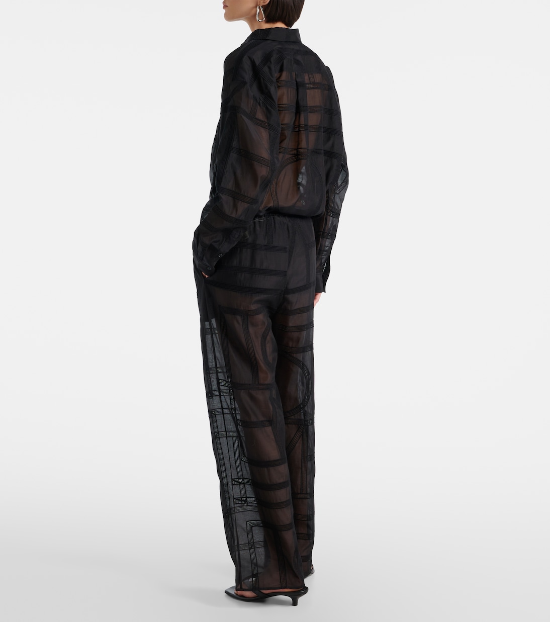 Pantaloni a gamba larga in voile di cotone e seta | Toteme