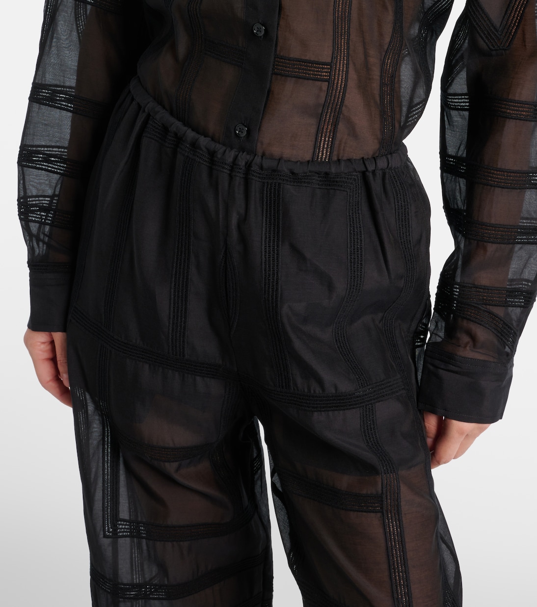 Pantaloni a gamba larga in voile di cotone e seta | Toteme