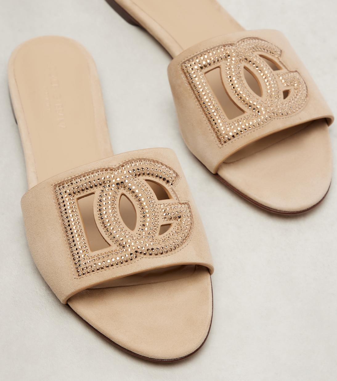 DG crystal-embellished suede slides | Dolce&Gabbana