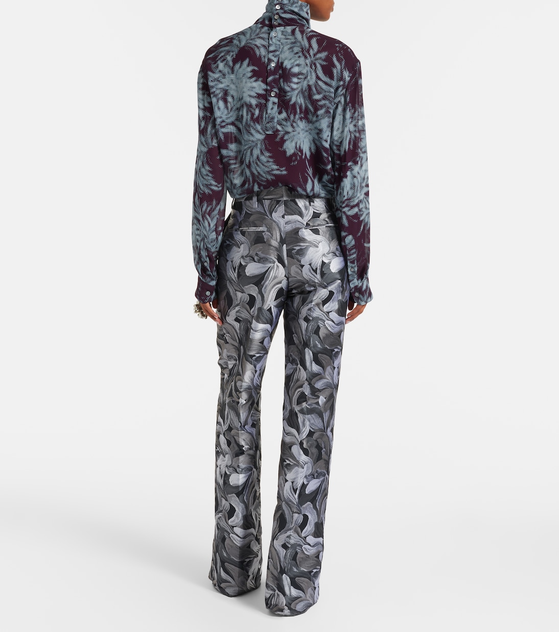 Gerade High-Rise-Hose aus Jacquard | Dries Van Noten