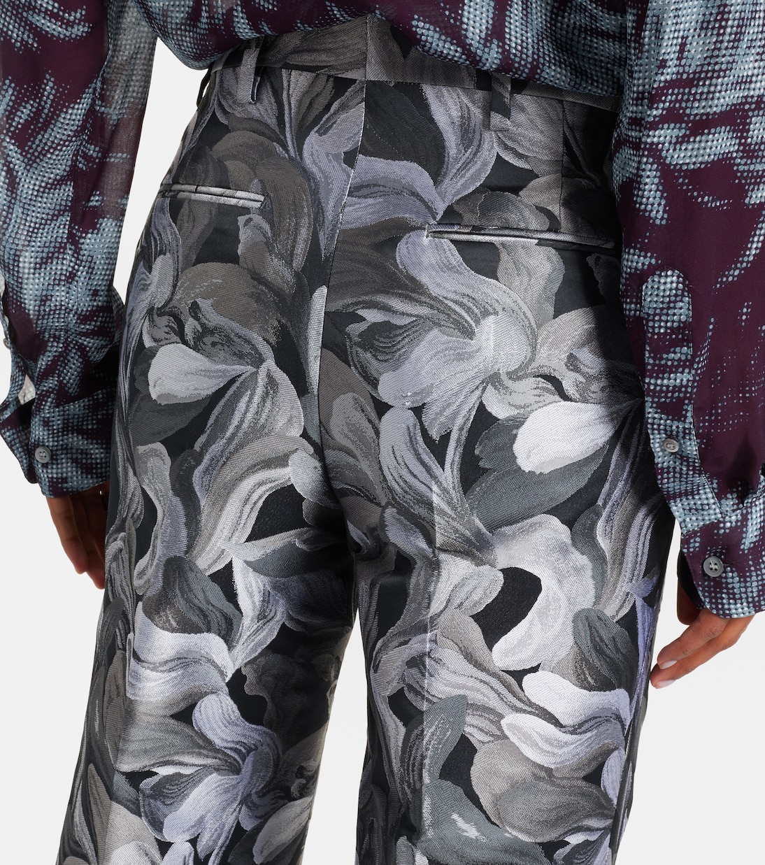 Gerade High-Rise-Hose aus Jacquard | Dries Van Noten