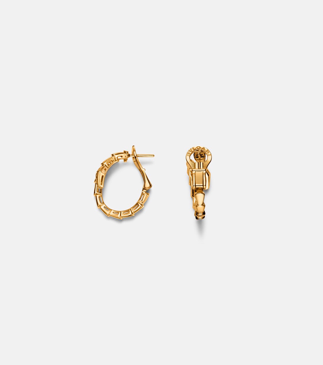 Serpenti Viper 18kt gold hoop earrings with diamonds | Bvlgari