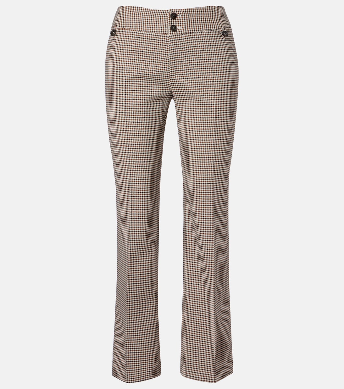 Checked wool-blend cropped flared pants | Etro