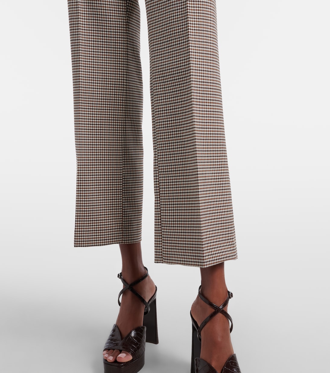 Checked wool-blend cropped flared pants | Etro