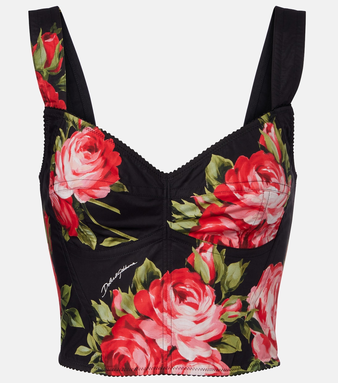 Bustier en coton mélangé à fleurs | Dolce&Gabbana