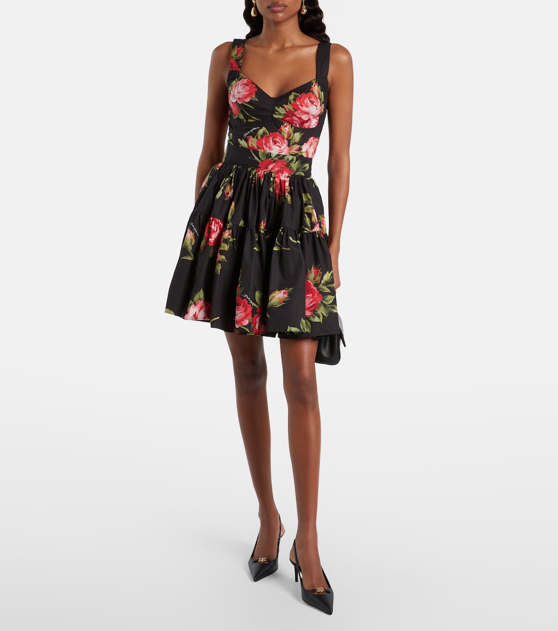 Bustier en coton mélangé à fleurs | Dolce&Gabbana