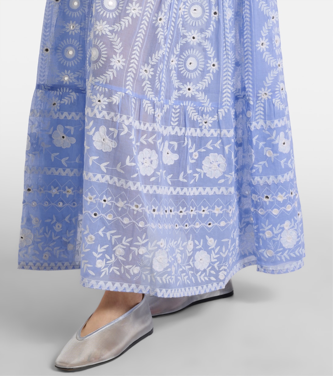 Sequined floral cotton maxi dress | Juliet Dunn