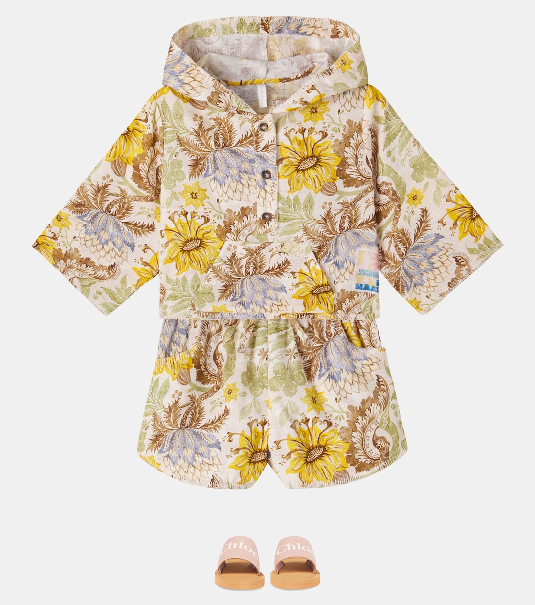 Top in cotone con cappuccio e stampa floreale | Zimmermann Kids