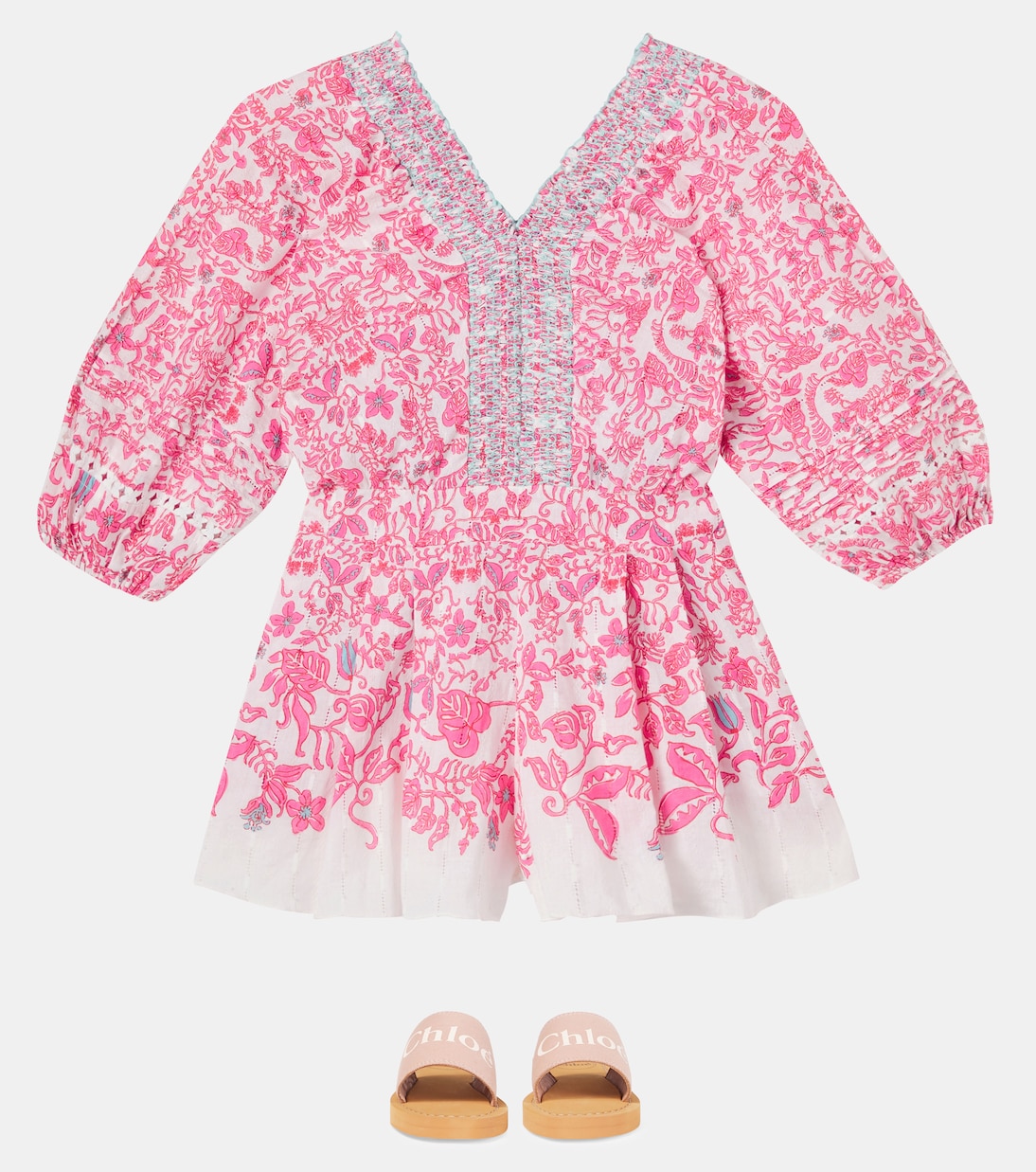 Chantal floral cotton playsuit | Poupette St Barth Kids