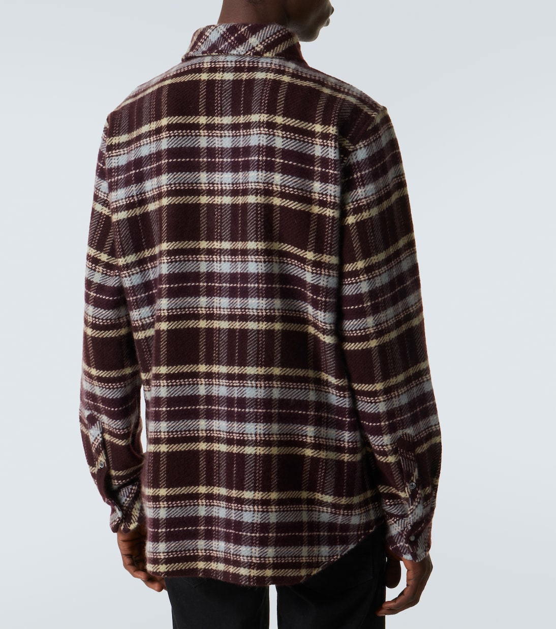 Plaid cashmere shirt with emerald | God's True Cashmere