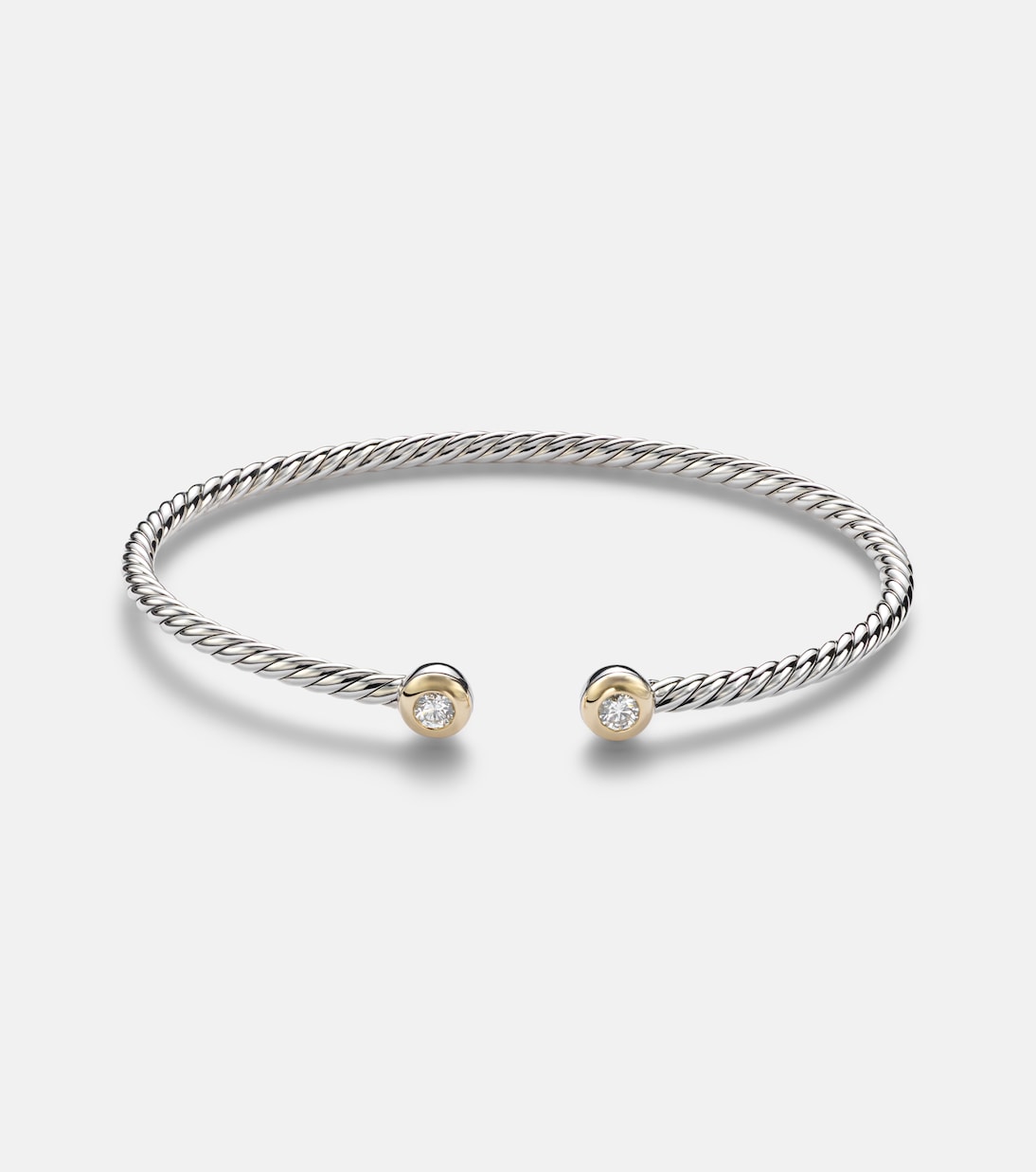 Pulsera Micro Cable Flex® de plata de ley y oro de 14 ct con diamantes | David Yurman