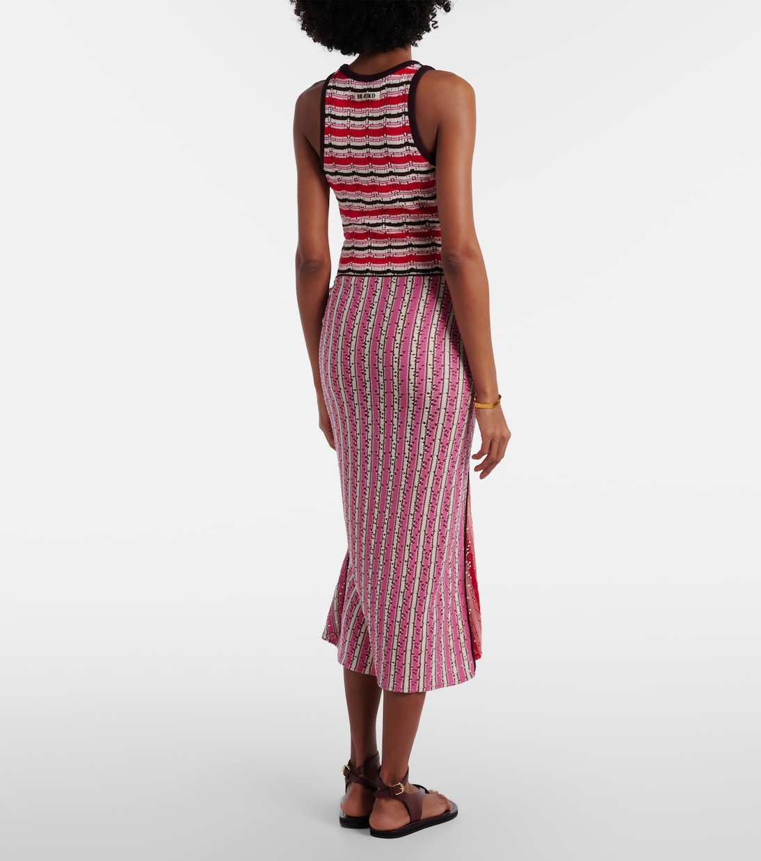 Striped crochet cotton midi dress | The Attico