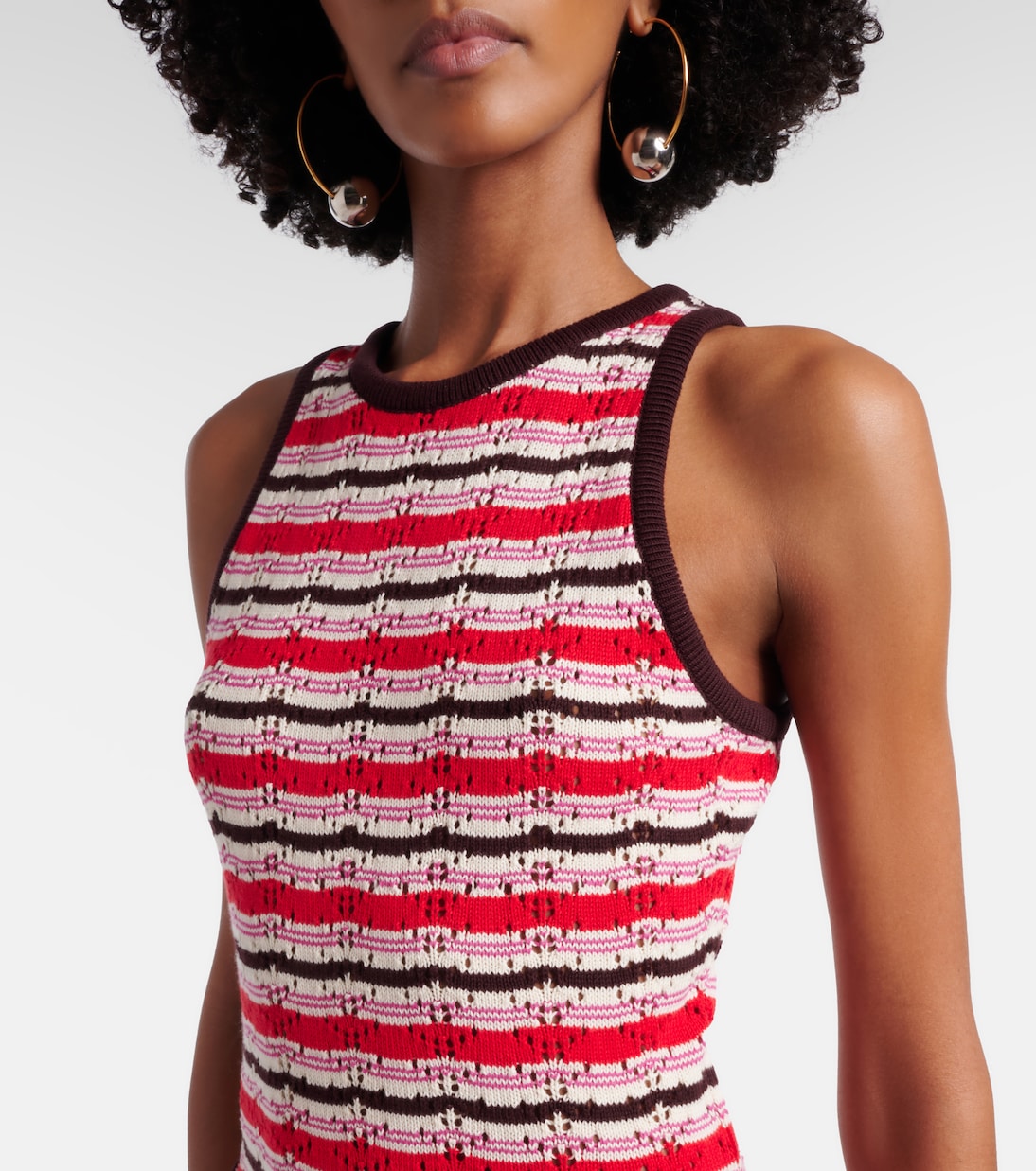 Striped crochet cotton midi dress | The Attico