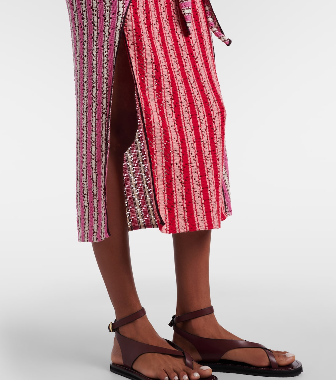 Striped crochet cotton midi dress | The Attico