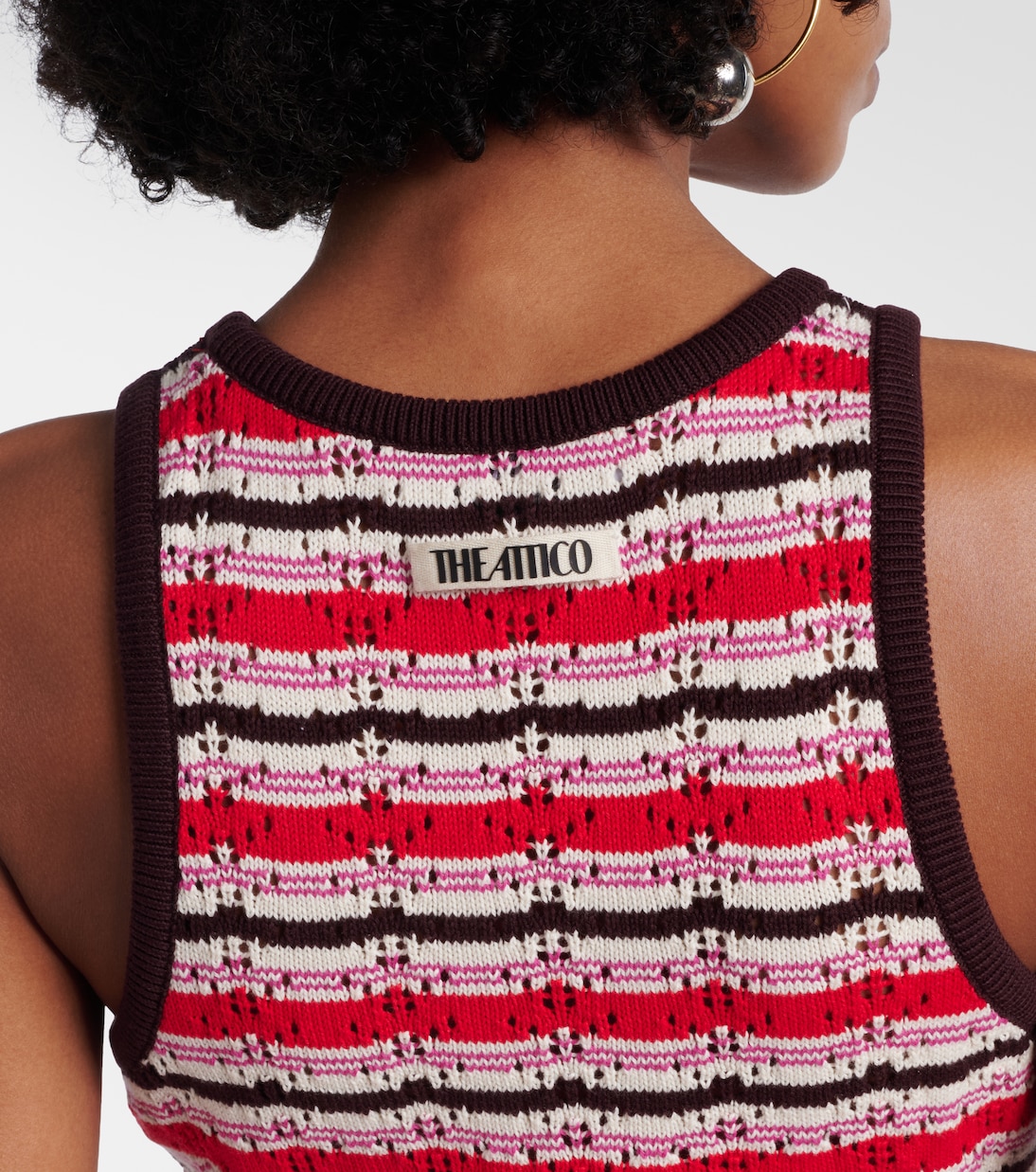 Striped crochet cotton midi dress | The Attico