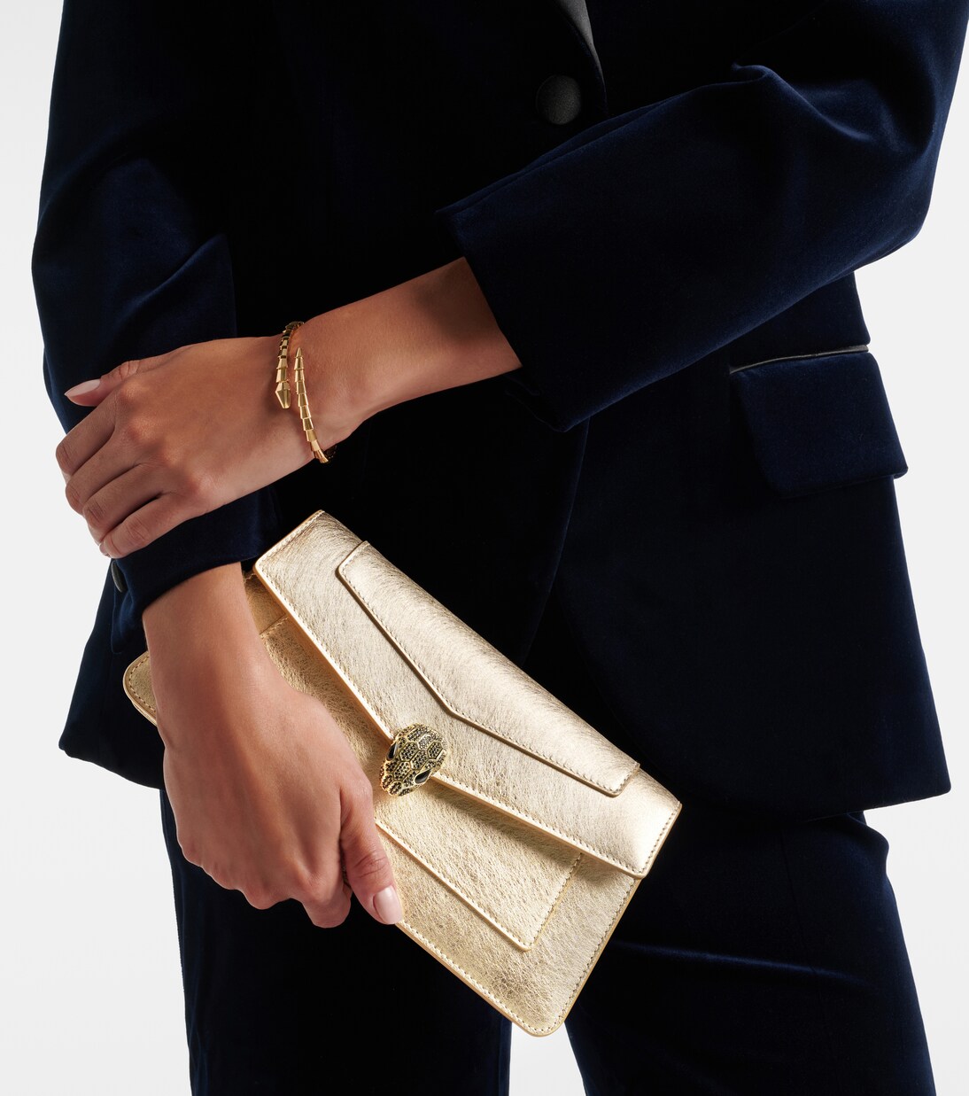 Serpenti Forever metallic leather clutch | Bvlgari